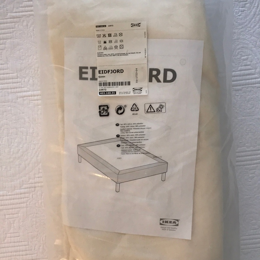 New IKEA EIDFJORD Queen Boxspring Mattress Cover Ivory Cream